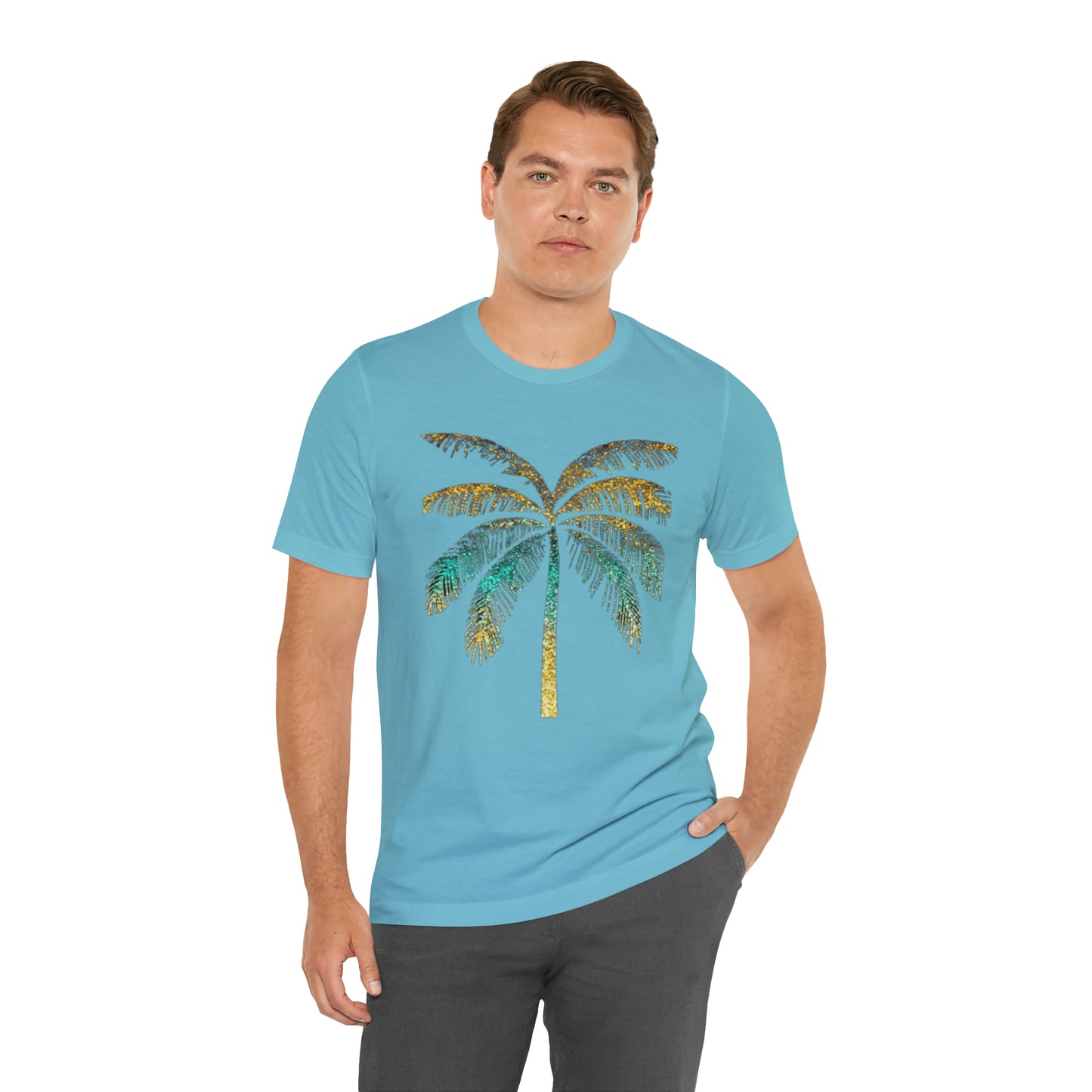 Golden palm tree stylish t-shirt. perfect gift for beach lover.