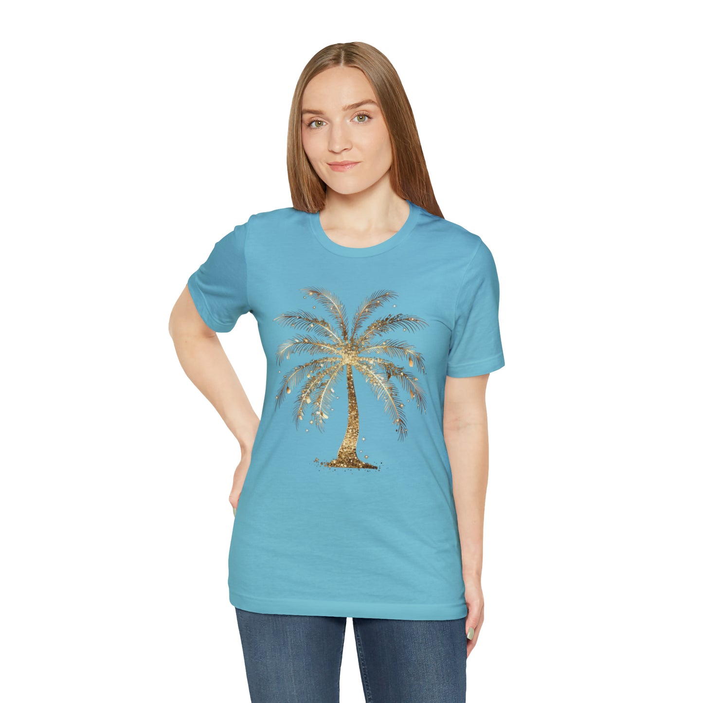 Gold Palm Tree t-shirt. perfect gift for beach or tropical lover.