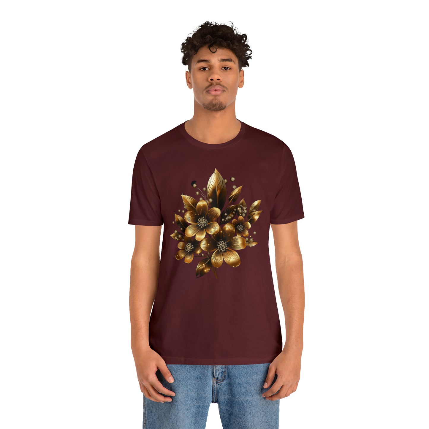 Enchanting Golden Flowers Radiance Blossom Collection. t shirt SRstudiosUS