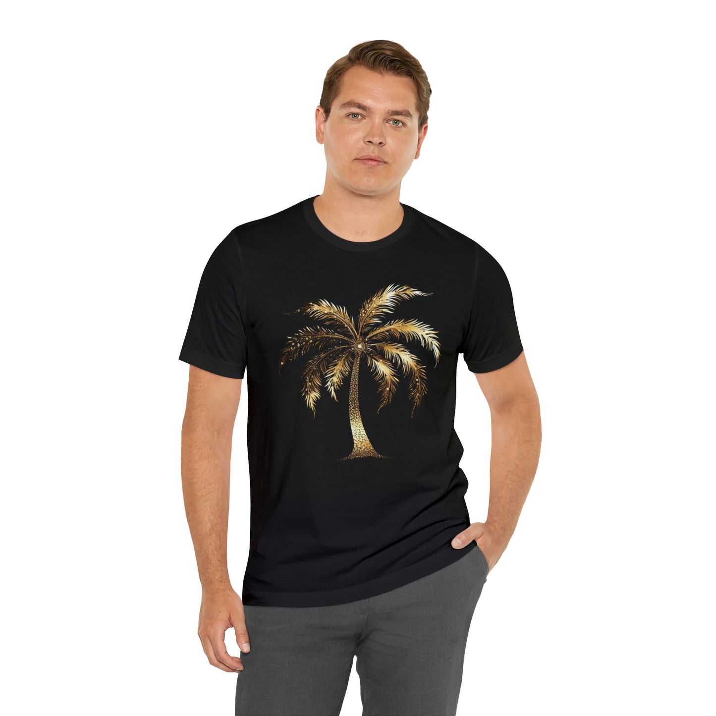 Golden Palm tree stylish elegant t-shirt. perfect gift for beach or island lover.