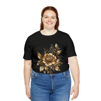 Enchanting Golden Flowers T-Shirt Line Radiance Blossom Collection SRstudiosUS