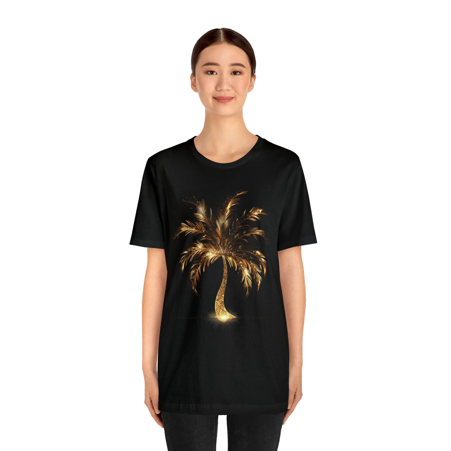 Golden Palm Tree stylish t-shirt. perfect gift for elegant tropical lover.