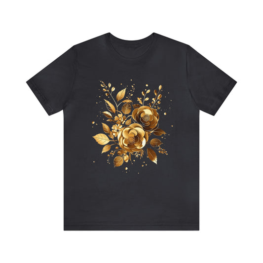 Enchanting Golden Flowers T-Shirt Line - Radiance Blossom Collection SRstudiosUS