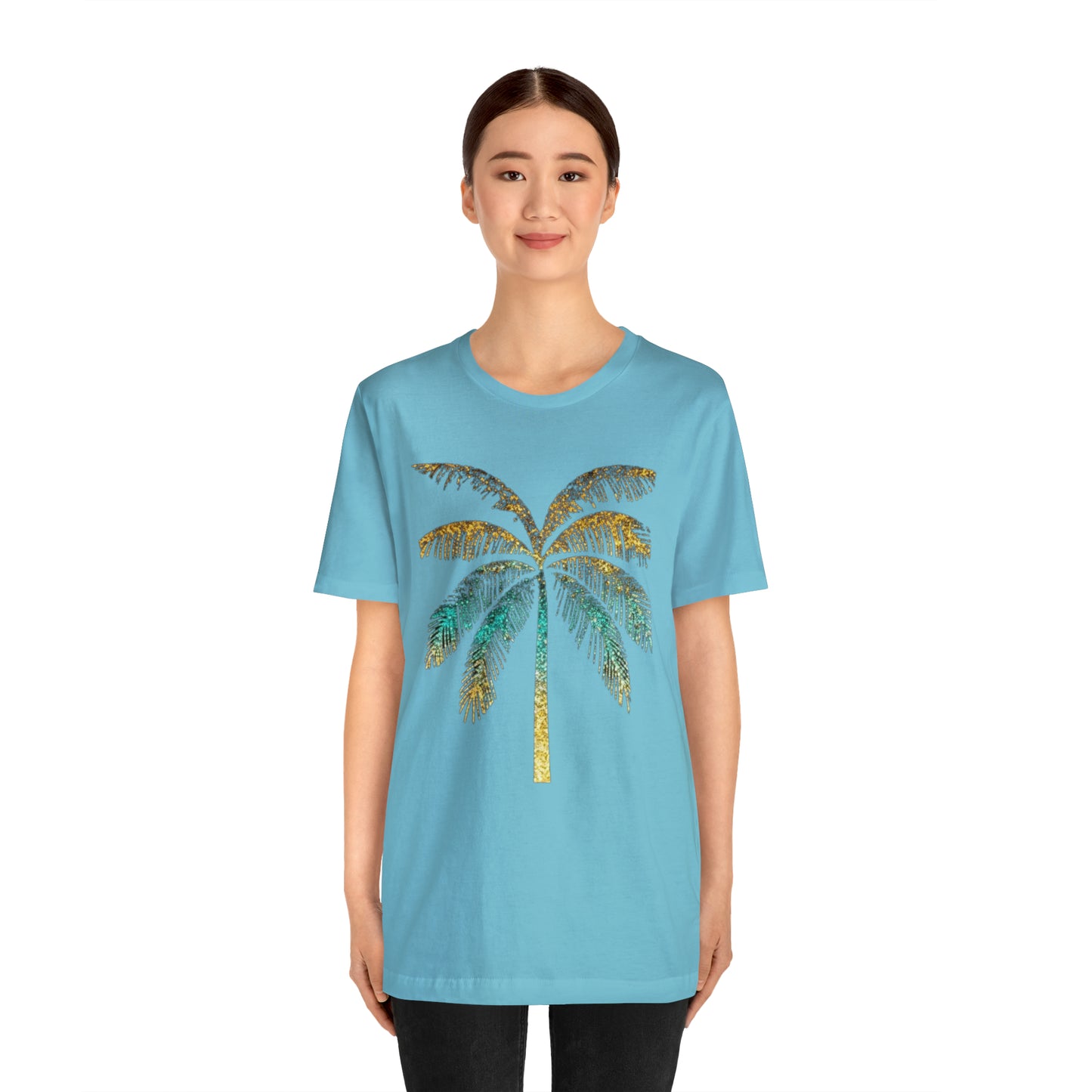 Golden palm tree stylish t-shirt. perfect gift for beach lover.