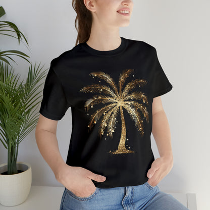 Gold Palm Tree t-shirt. perfect gift for beach or tropical lover.