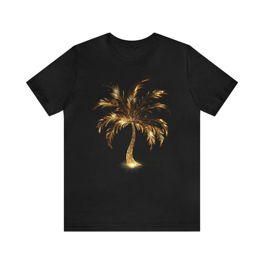 Golden Palm Tree stylish t-shirt. perfect gift for elegant tropical lover.