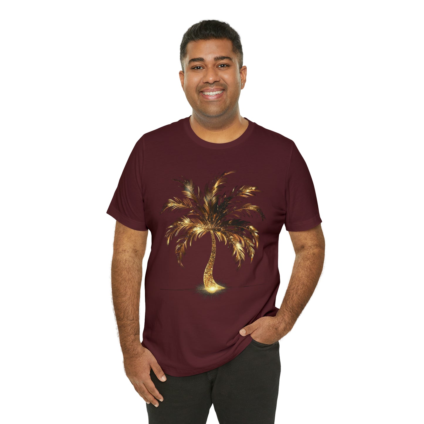 Golden Palm Tree stylish t-shirt. perfect gift for elegant tropical lover.