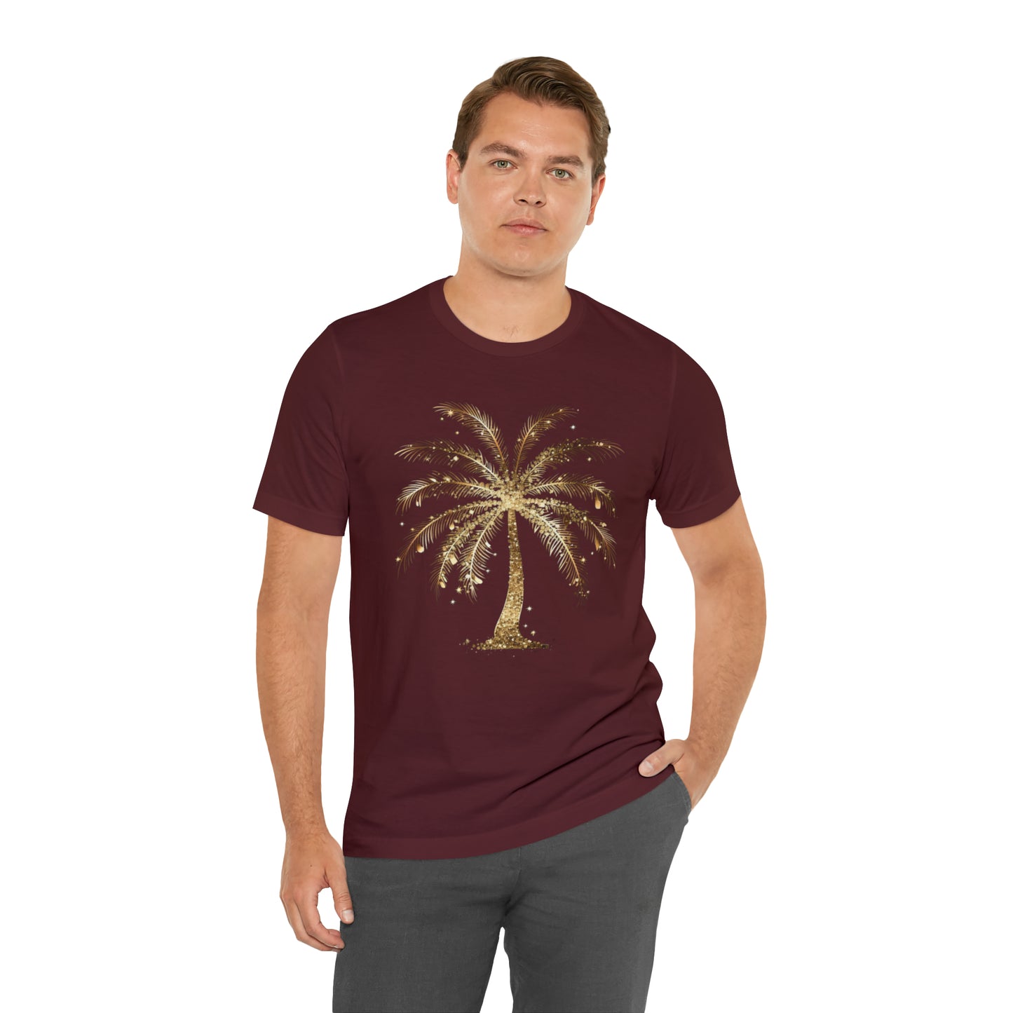 Gold Palm Tree t-shirt. perfect gift for beach or tropical lover.