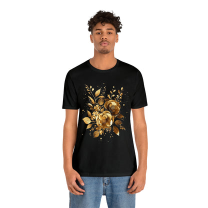Enchanting Golden Flowers T-Shirt Line - Radiance Blossom Collection SRstudiosUS