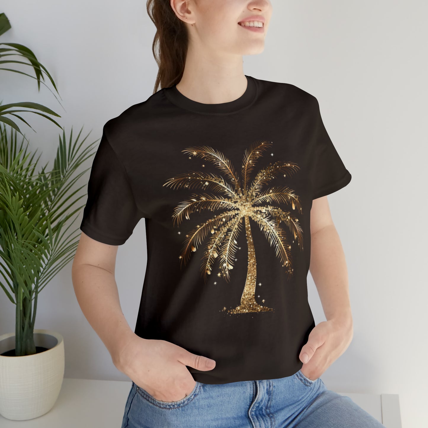 Gold Palm Tree t-shirt. perfect gift for beach or tropical lover.