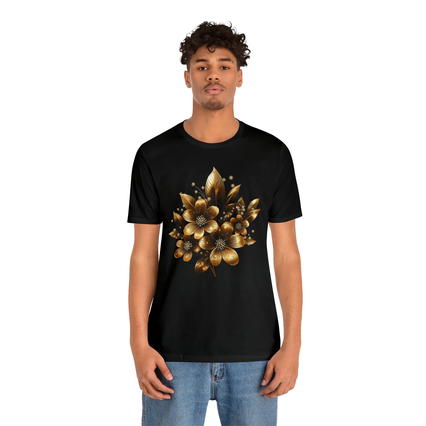 Enchanting Golden Flowers Radiance Blossom Collection. t shirt SRstudiosUS