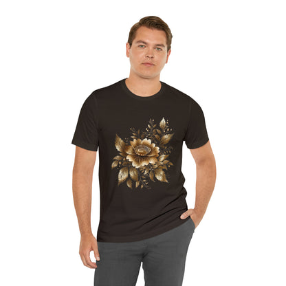 Enchanting Golden Flowers T-Shirt Line Radiance Blossom Collection SRstudiosUS