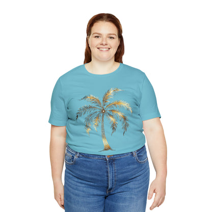 Golden Palm tree stylish elegant t-shirt. perfect gift for beach or island lover.