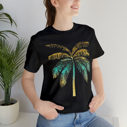 Golden palm tree stylish t-shirt. perfect gift for beach lover.