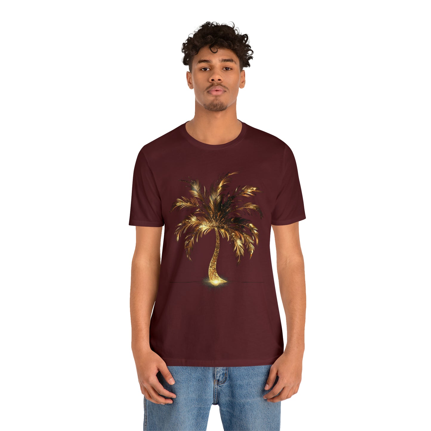 Golden Palm Tree stylish t-shirt. perfect gift for elegant tropical lover.