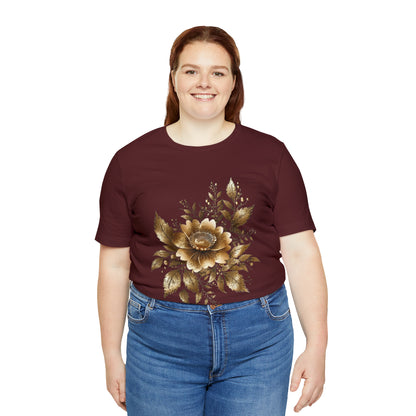 Enchanting Golden Flowers T-Shirt Line Radiance Blossom Collection SRstudiosUS