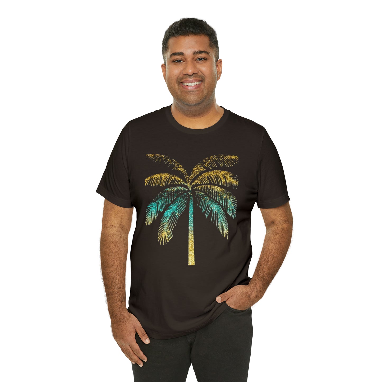 Golden palm tree stylish t-shirt. perfect gift for beach lover.