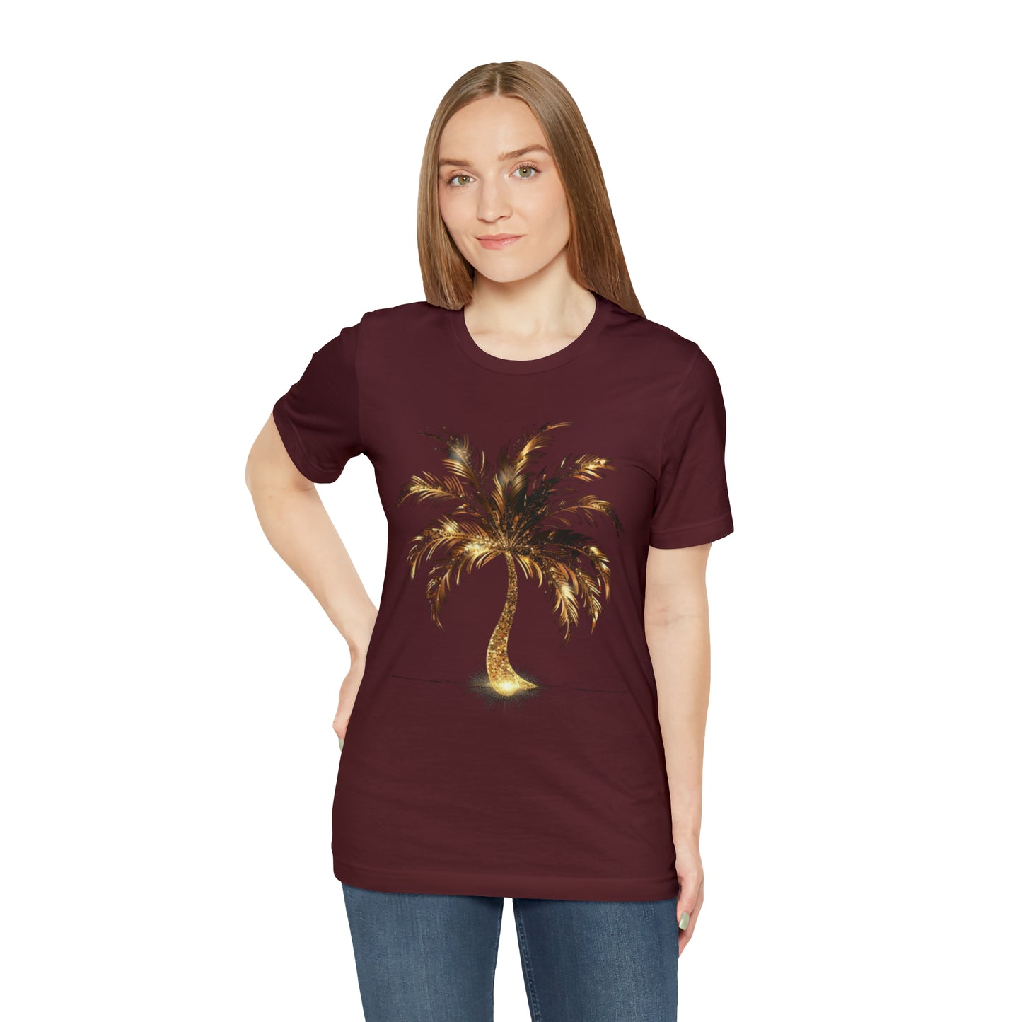 Golden Palm Tree stylish t-shirt. perfect gift for elegant tropical lover.