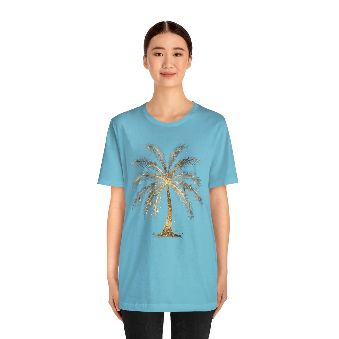 Gold Palm Tree t-shirt. perfect gift for beach or tropical lover.