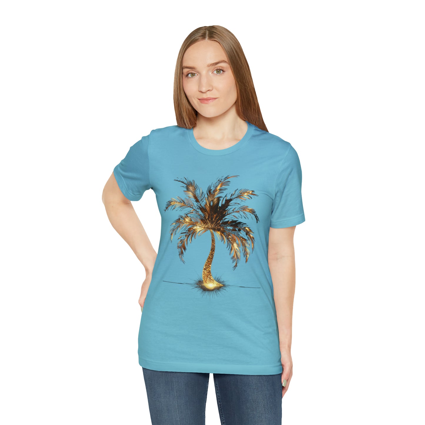 Golden Palm Tree stylish t-shirt. perfect gift for elegant tropical lover.