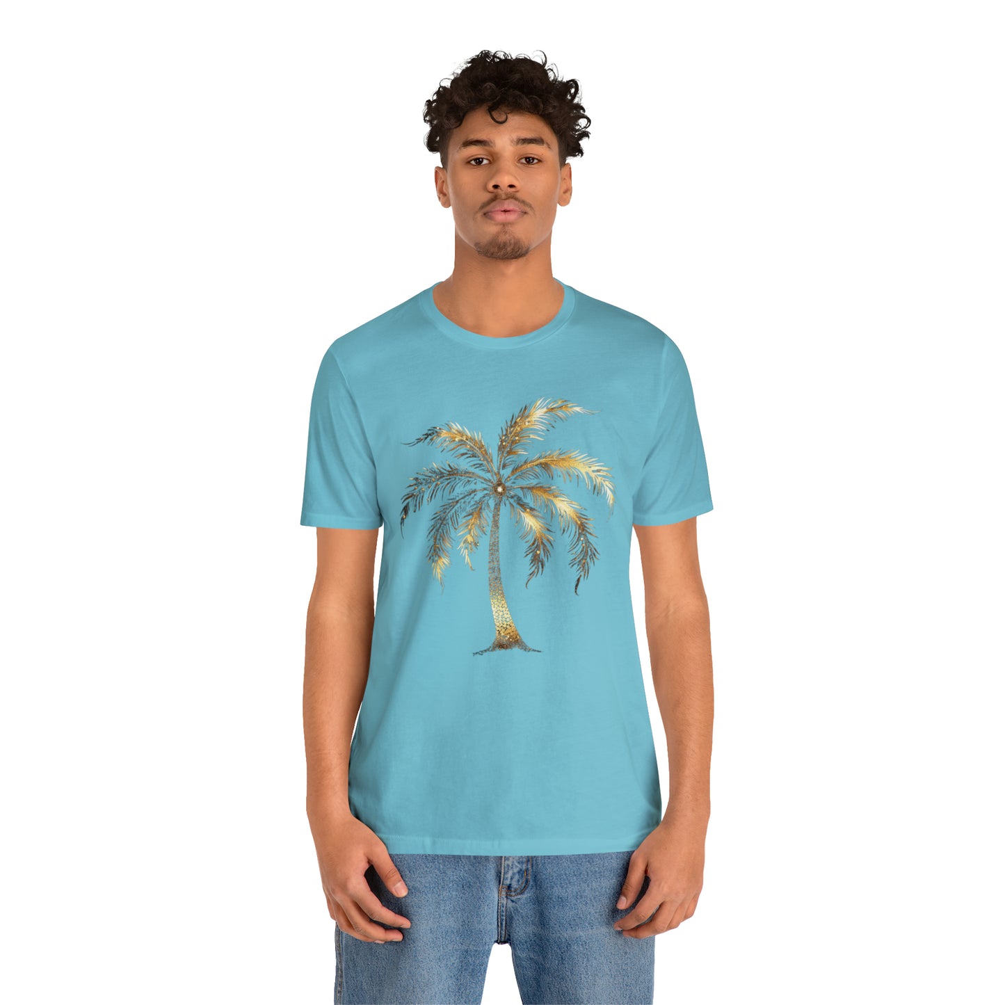 Golden Palm tree stylish elegant t-shirt. perfect gift for beach or island lover.