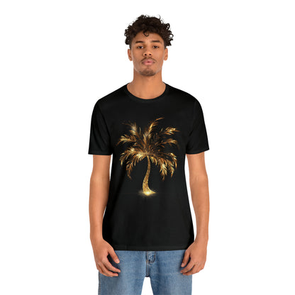 Golden Palm Tree stylish t-shirt. perfect gift for elegant tropical lover.