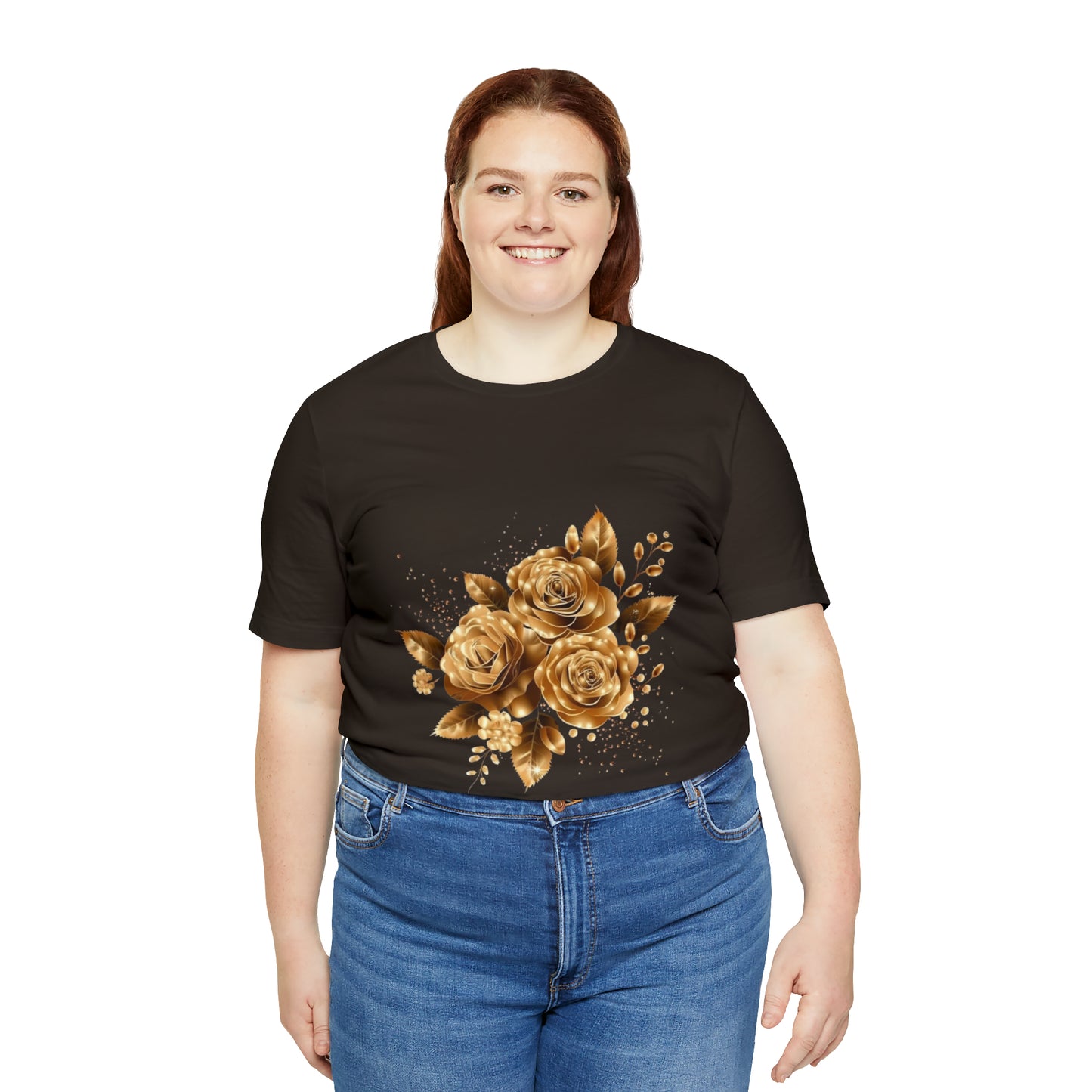 Enchanting Golden Flowers T-Shirt  Radiance Blossom Collection. perfect gift for elegant art lover.