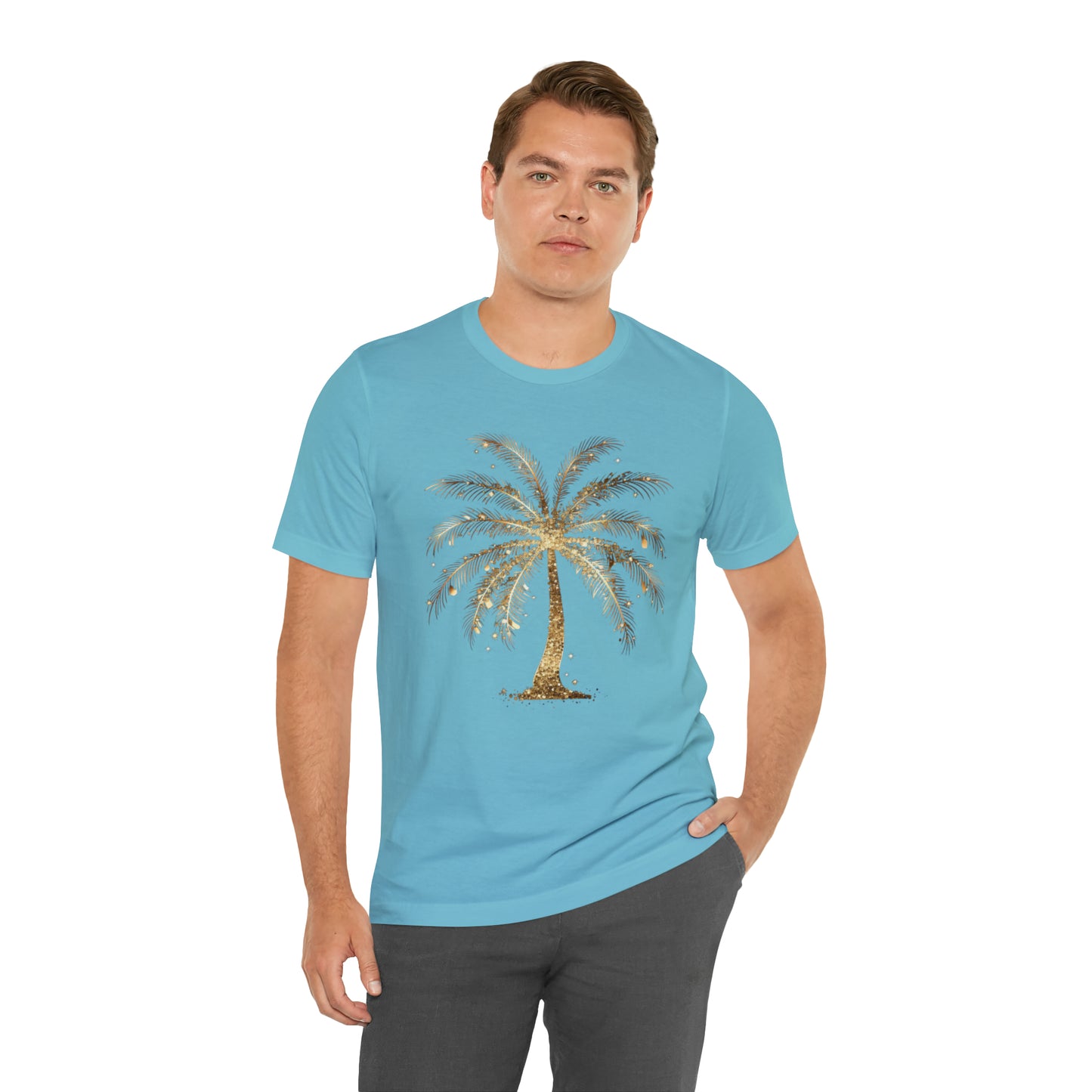 Gold Palm Tree t-shirt. perfect gift for beach or tropical lover.