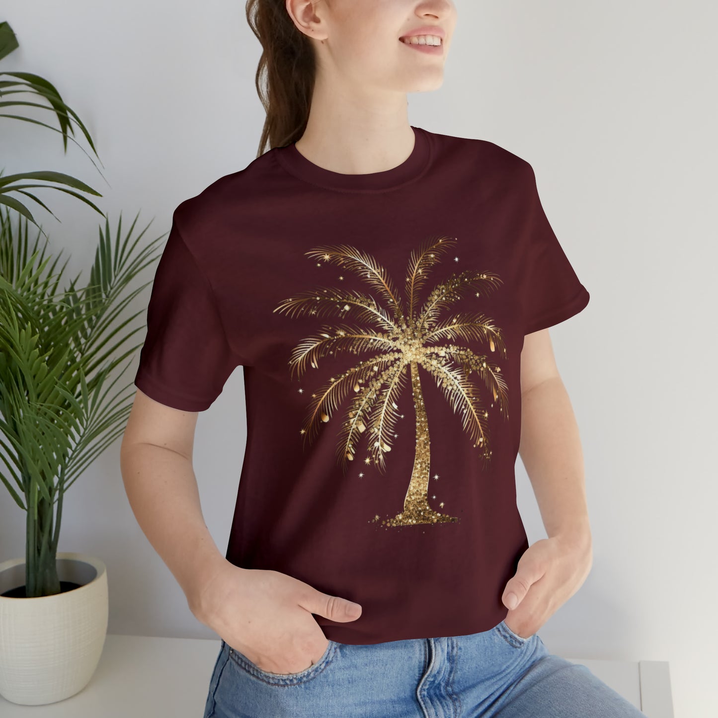 Gold Palm Tree t-shirt. perfect gift for beach or tropical lover.