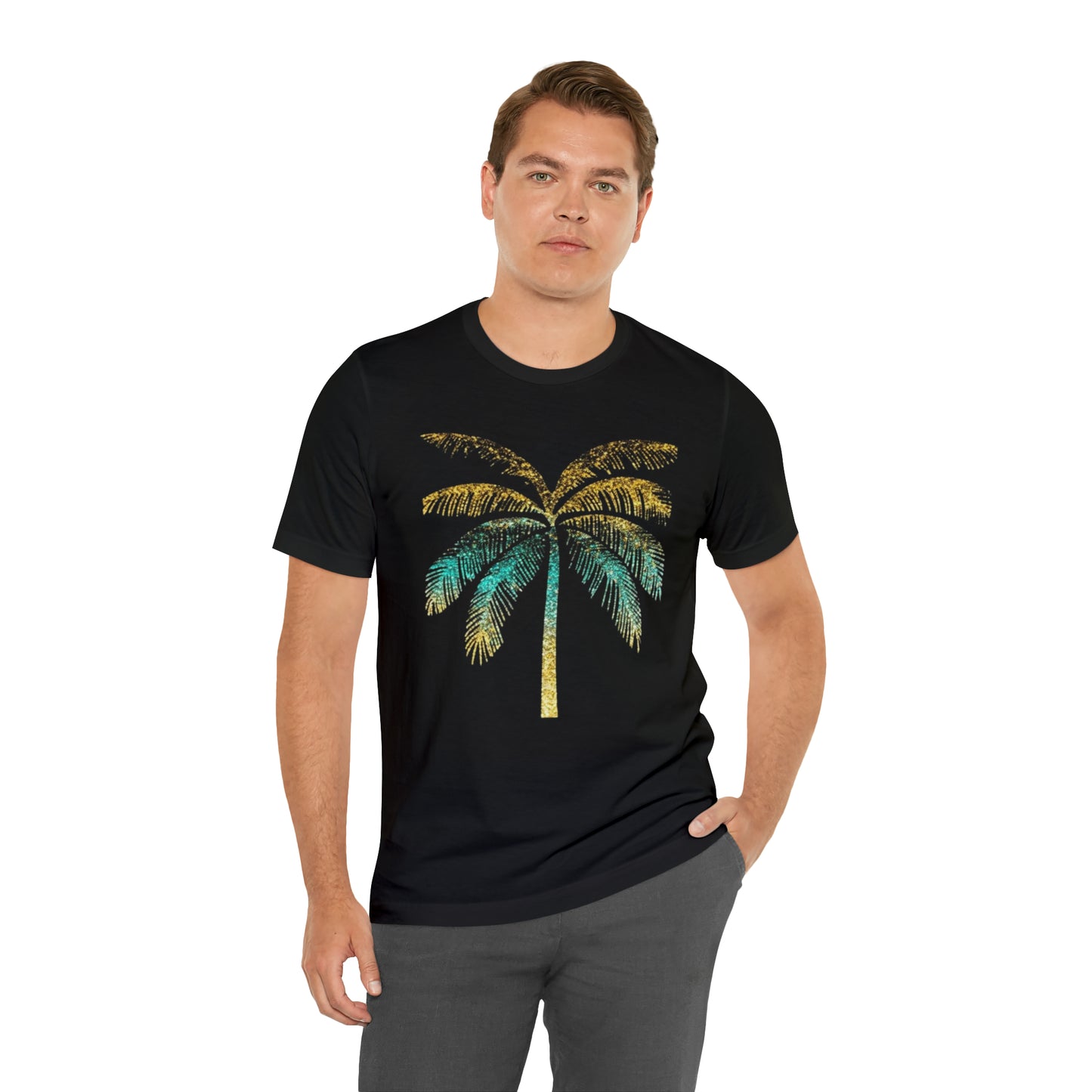 Golden palm tree stylish t-shirt. perfect gift for beach lover.