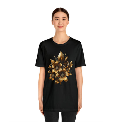 Enchanting Golden Flowers Radiance Blossom Collection. t shirt SRstudiosUS