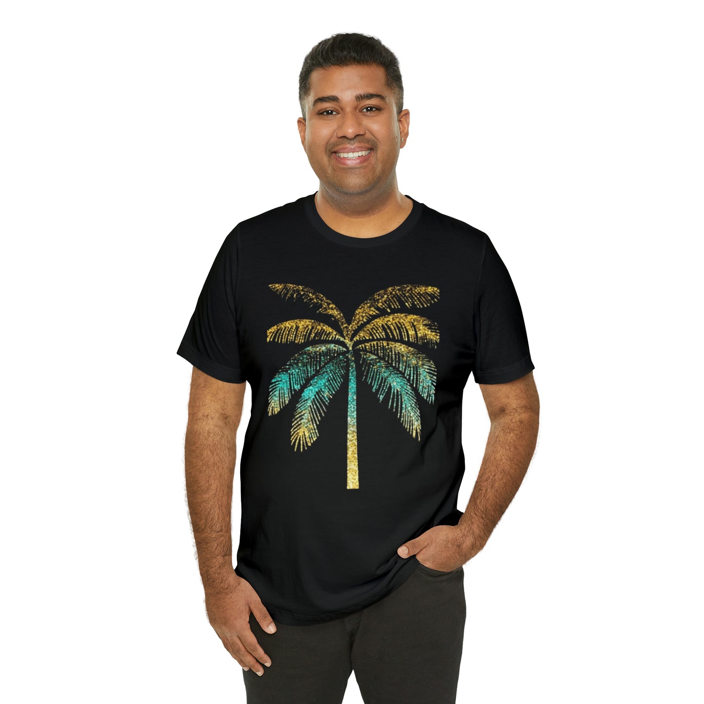 Golden palm tree stylish t-shirt. perfect gift for beach lover.