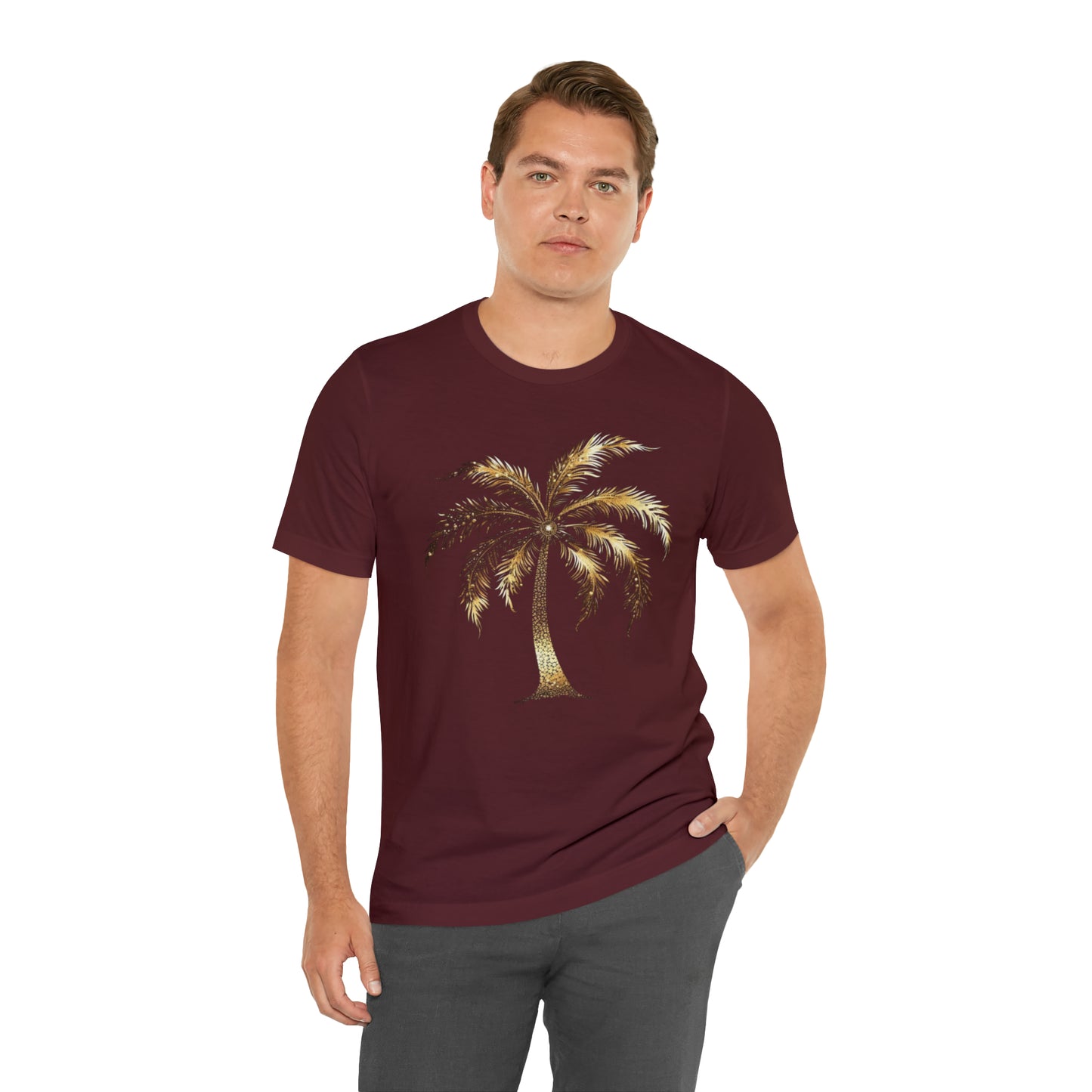 Golden Palm tree stylish elegant t-shirt. perfect gift for beach or island lover.