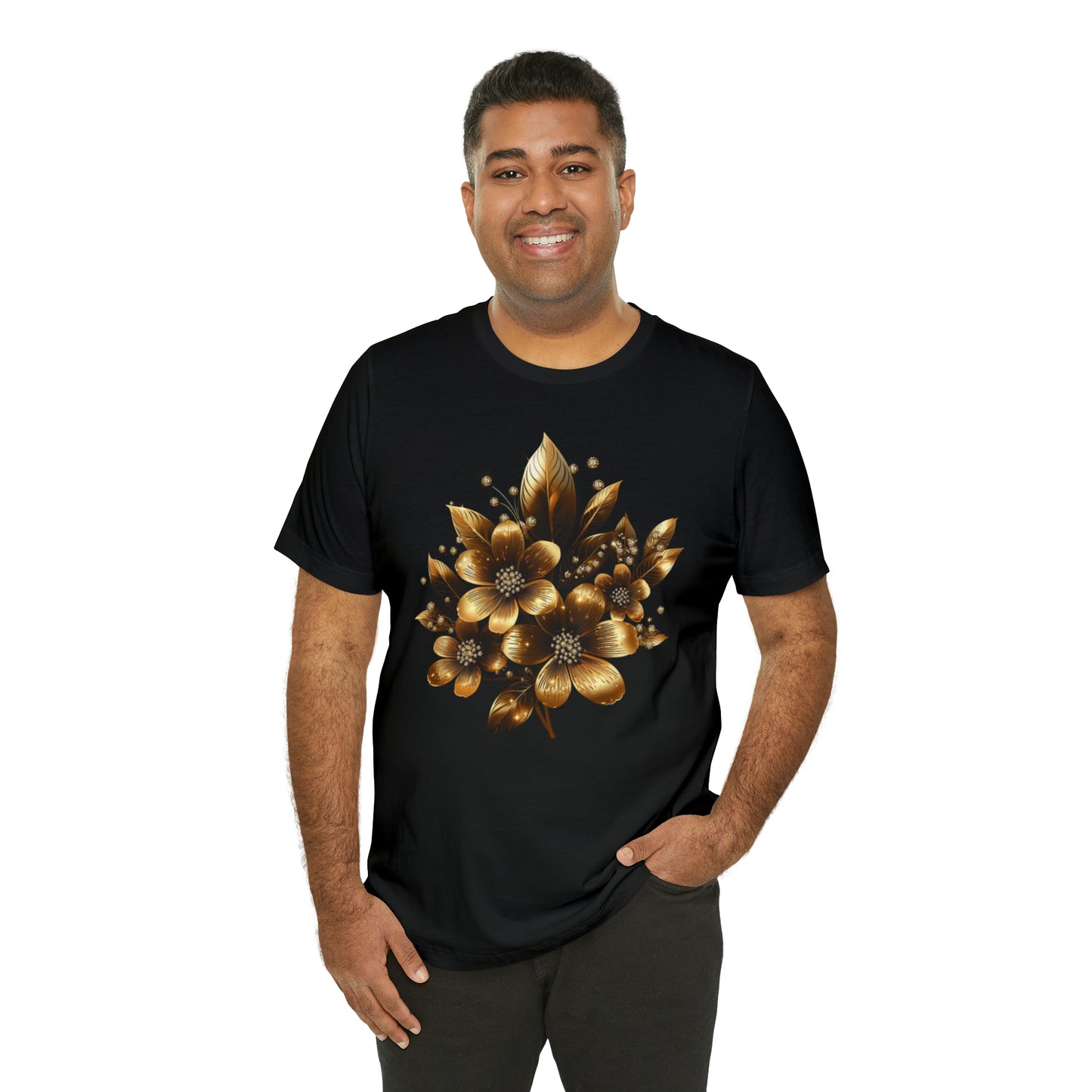 Enchanting Golden Flowers Radiance Blossom Collection. t shirt SRstudiosUS