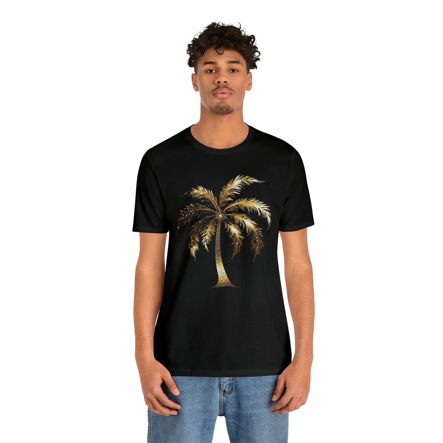 Golden Palm tree stylish elegant t-shirt. perfect gift for beach or island lover.