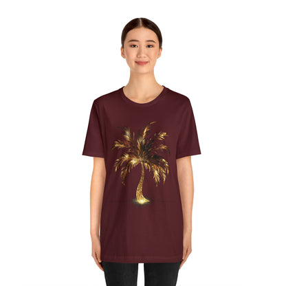 Golden Palm Tree stylish t-shirt. perfect gift for elegant tropical lover.