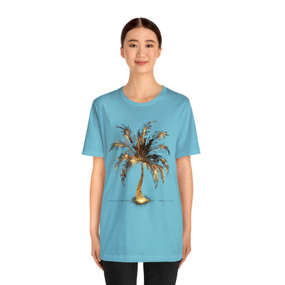 Golden Palm Tree stylish t-shirt. perfect gift for elegant tropical lover.