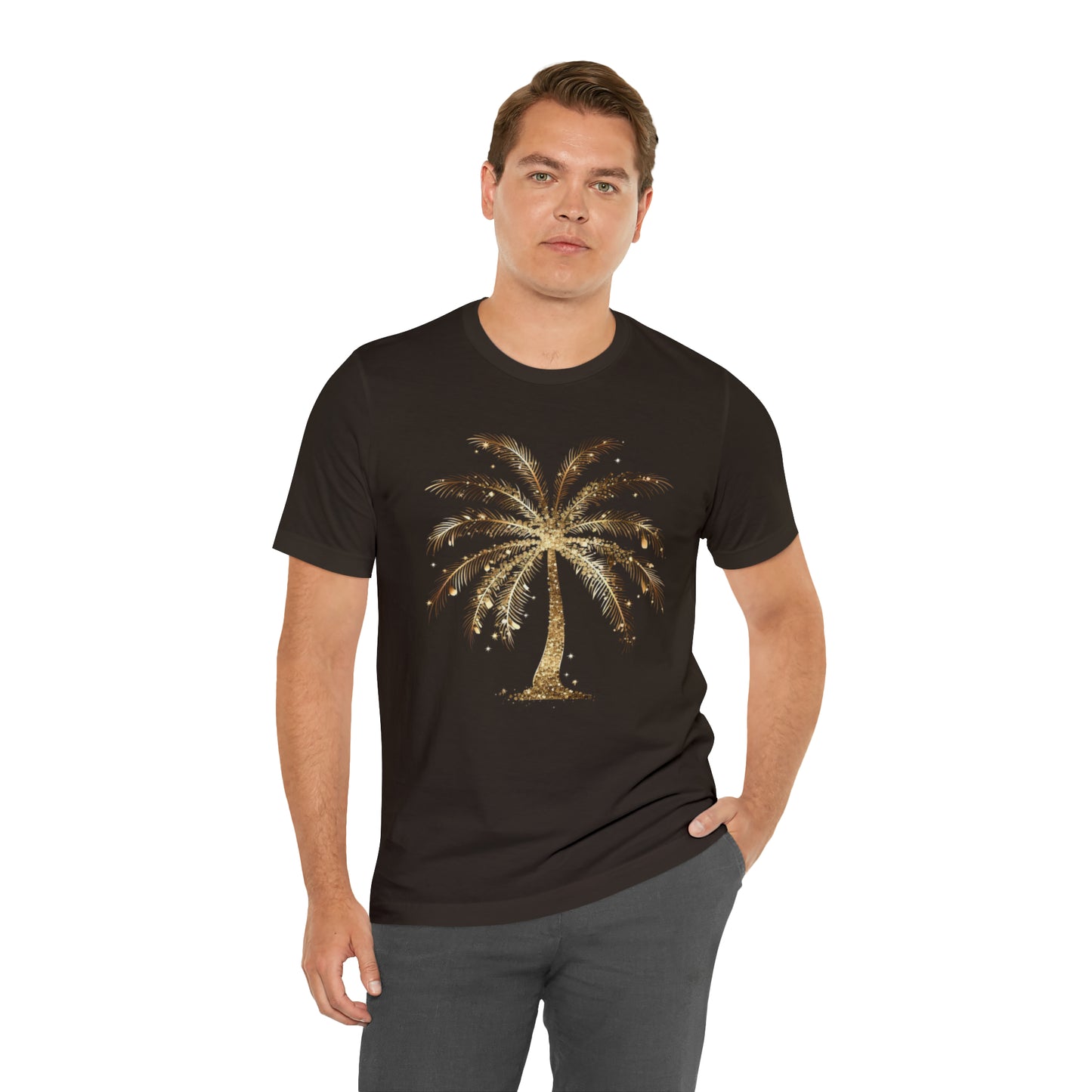 Gold Palm Tree t-shirt. perfect gift for beach or tropical lover.