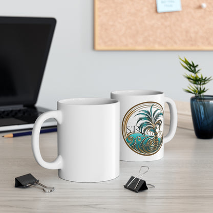 Tropical coffee cup. White SR logo