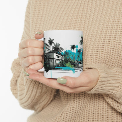 🌴☀️Tropical village palm tree Hawaiian tiki coffee cup, perfect gift for anyone and everyone!