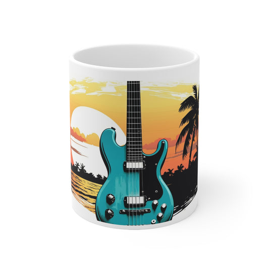 🌴🎸Guitars in paradise island tiki Hawaiian tropical coffee cup perfect gift for anyone and everyone!