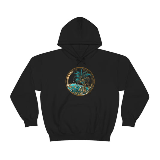 Island hoodie black teal gold!