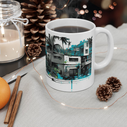 🌴☀️Tropical village palm tree Hawaiian tiki coffee cup, perfect gift for anyone and everyone!