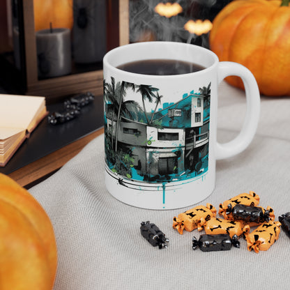 🌴☀️Tropical village palm tree Hawaiian tiki coffee cup, perfect gift for anyone and everyone!