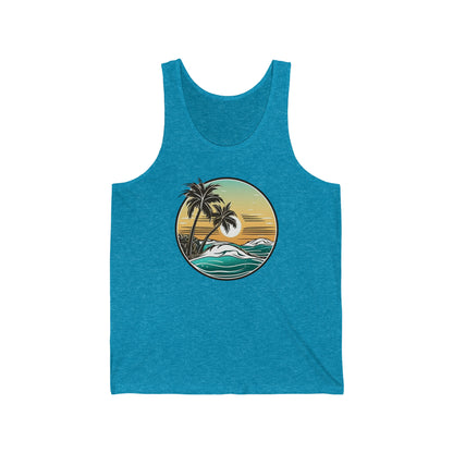 tropical beach sunset tank top