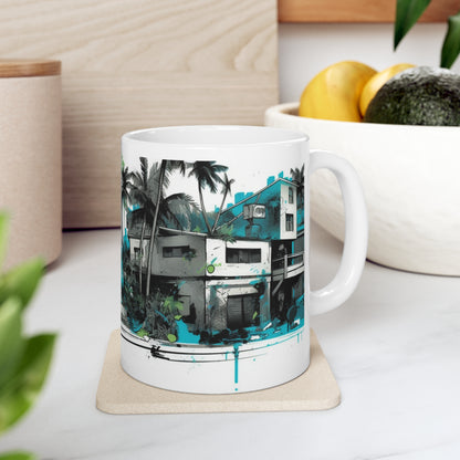 🌴☀️Tropical village palm tree Hawaiian tiki coffee cup, perfect gift for anyone and everyone!