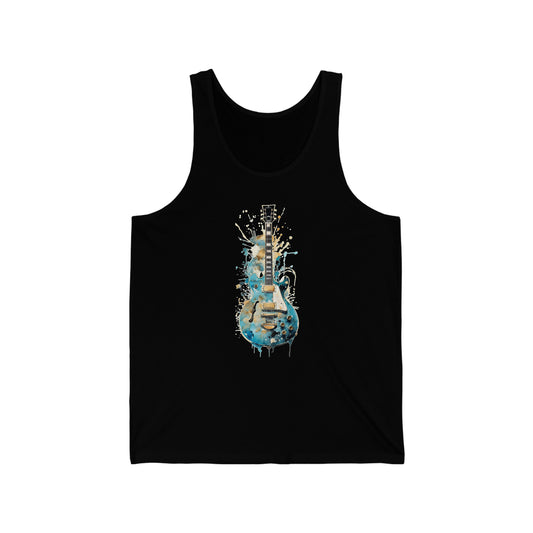 guitar tank top teal and gold