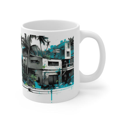 🌴☀️Tropical village palm tree Hawaiian tiki coffee cup, perfect gift for anyone and everyone!