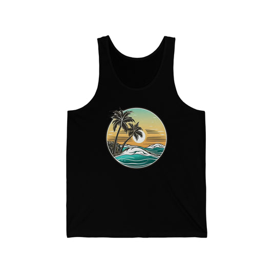 tropical beach sunset tank top