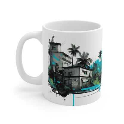 🌴☀️Tropical village palm tree Hawaiian tiki coffee cup, perfect gift for anyone and everyone!